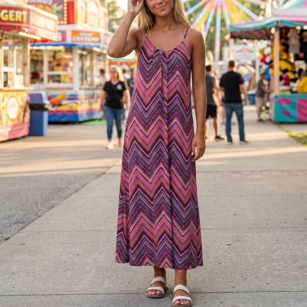 Cynthia Rowley rayon spandex adjustable spaghetti strap v-neck dress.